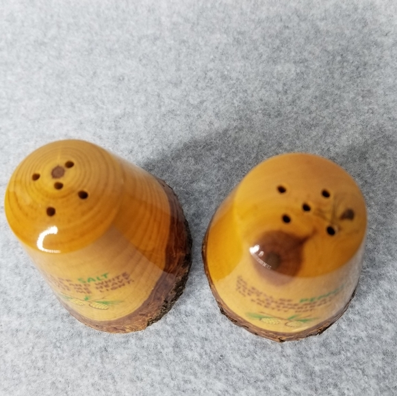 Bark Wood Pinecone Souvenir Big Basin, Cali. Salt and Pepper Shakers - Picture 5 of 9